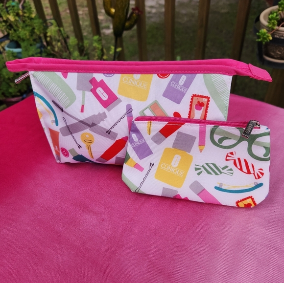Clinique Beauty Makeup Bag 2 Peice  NWOT - Picture 12 of 12